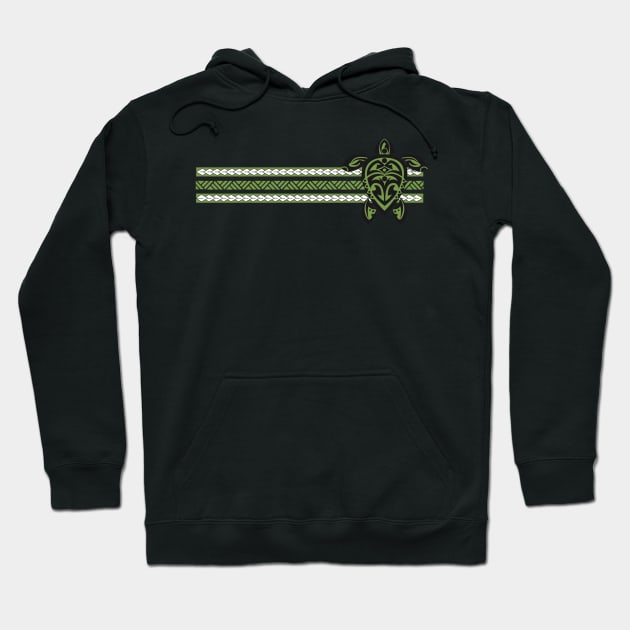 Green Tribal Turtle Tattoo Stripe Hoodie by srwdesign